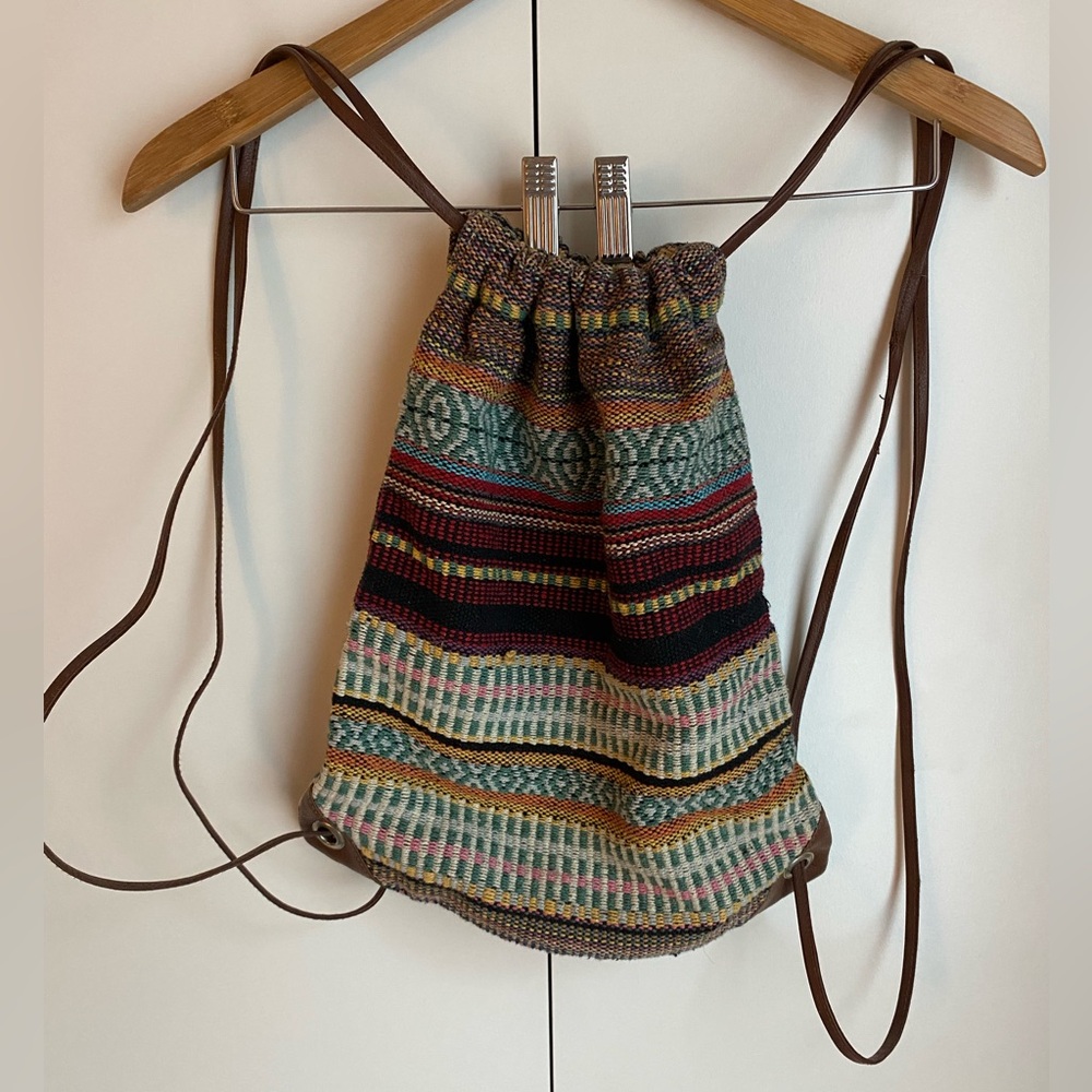Aphorism by Anthropologie Boho Cotton Drawstring Backpack